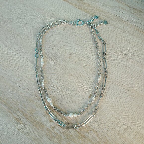 Kendra Scott Mollie Silver Multi Strand Necklace in White Pearl - Picture 1 of 3